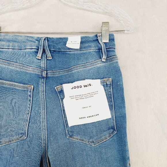 New Good American Good Waist Distressed Jeans P5495 - Picture 6 of 10